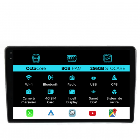 Transit (2019 - 2025) - Navigatie Dedicata Ford Transit (2019-2025), 10Inch, 8Gb Ram, 256Gb Stocare, Carplay