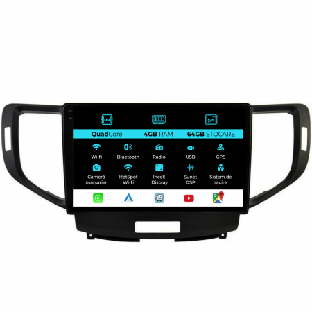 Accord VIII (2008 - 2013) - Navigatie Dedicata Honda Accord (2008-2012),QuadCore, 9Inch, 4Gb Ram, 64Gb Stocare, Carplay