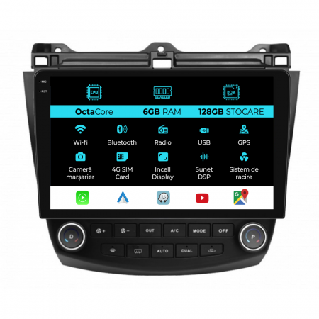 Accord VII (2003 - 2008) - Navigatie Dedicata Honda Accord VII (2003 - 2008), 10Inch, 6Gb Ram, 128Gb Stocare, Carplay