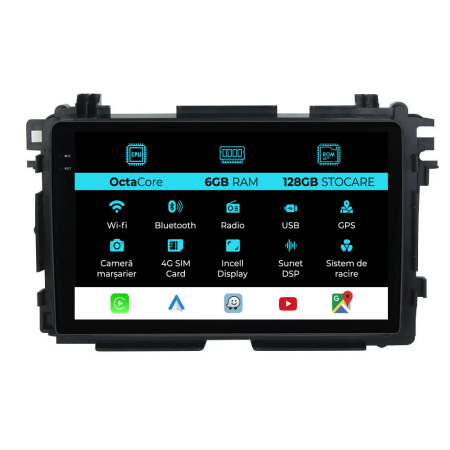 HR-V 2 (2014-2021) - Navigatie Dedicata Honda HR-V (2014-2021), 10Inch, 6Gb Ram, 128Gb Stocare, Carplay