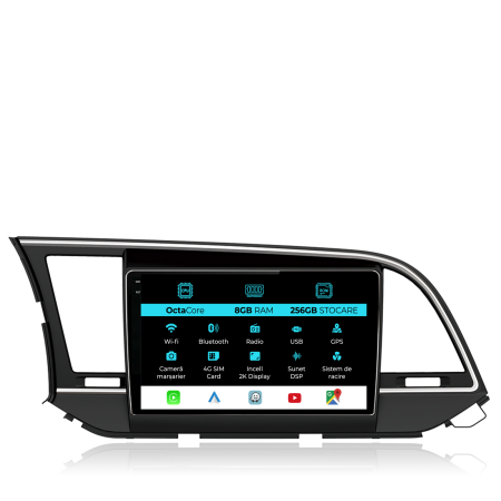 Elantra (2015-2018) - Navigatie Dedicata Hyundai Elantra (2015-2018), 2K, 8Gb Ram, 256Gb stocare, Carplay