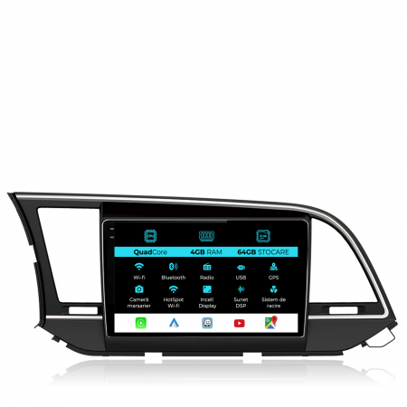 Elantra (2015-2018) - Navigatie Dedicata Hyundai Elantra (2015-2018),QuadCore, 9 Inch, 4Gb Ram, 64Gb stocare, Carplay