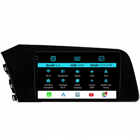 Elantra (2020-2025) - Navigatie Dedicata Hyundai Elantra (2020-2025),QuadCore, 9Inch, 4Gb Ram, 64Gb Stocare, Carplay
