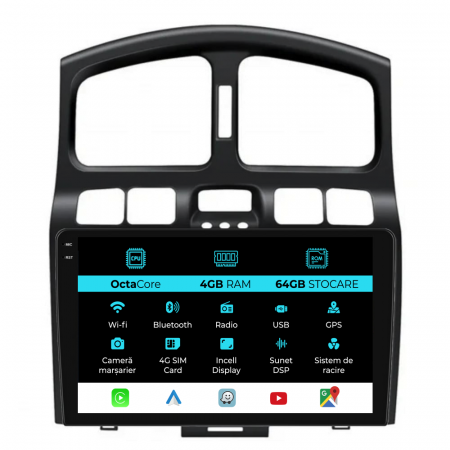 Santa Fe (2000-2006) - Navigatie Dedicata Hyundai Santa Fe (2000-2006), 9Inch, 4Gb Ram, 64Gb Stocare, Carplay