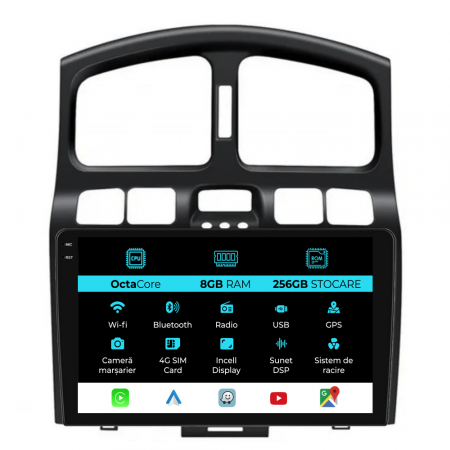 Santa Fe (2000-2006) - Navigatie Dedicata Hyundai Santa Fe (2000-2006), 9Inch, 8Gb Ram, 258Gb Stocare, Carplay