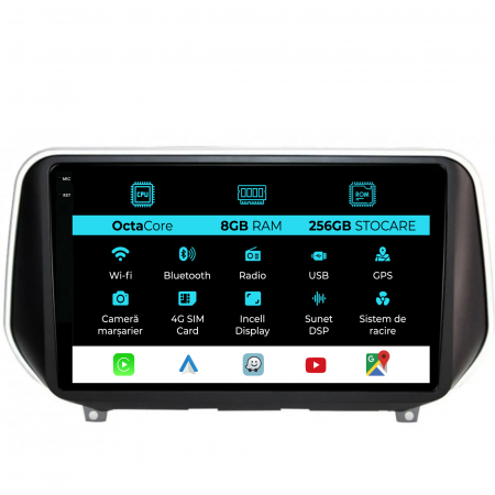 SantaFe (2018-2024) - Navigatie Dedicata Hyundai SantaFe (2018-2024), 9Inch, 8Gb Ram, 256Gb Stocare, Carplay