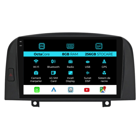 Sonata (2004 - 2008) - Navigatie Dedicata Hyundai Sonata (2004-2008), 9Inch, 8Gb Ram, 256Gb Stocare, Carplay