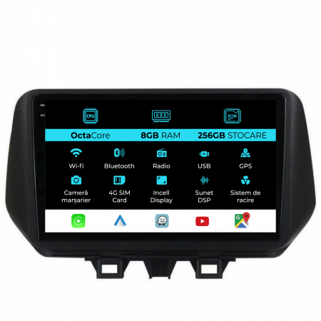 Tucson (2018-2020) - Navigatie Dedicata Hyundai Tucson (2018-2020), 9 Inch, 8Gb Ram, 256Gb stocare, Carplay