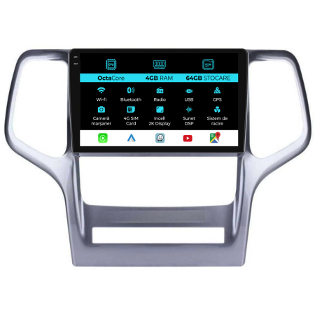 Grand Cherokee (2010-2014) - Navigatie Dedicata Jeep Grand Cherokee (2010-2014), 2K, 4Gb Ram, 64Gb Stocare, Carplay