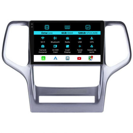 Grand Cherokee (2010-2014) - Navigatie Dedicata Jeep Grand Cherokee (2010-2014), 9Inch, 6Gb Ram, 128Gb Stocare, Carplay