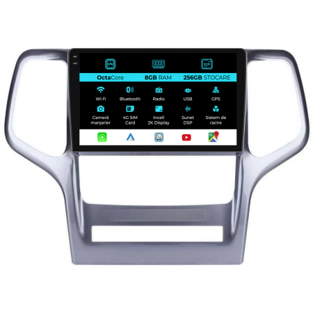 Grand Cherokee (2010-2014) - Navigatie Dedicata Jeep Grand Cherokee (2010-2014), 2K, 8Gb Ram, 256Gb Stocare, Carplay