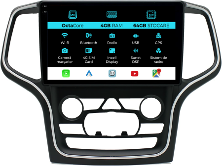 Grand Cherokee (2013-2020) - Navigatie Dedicata Jeep Grand Cherokee (2013-2020) , 10Inch, 4Gb Ram, 64Gb Stocare, Carplay