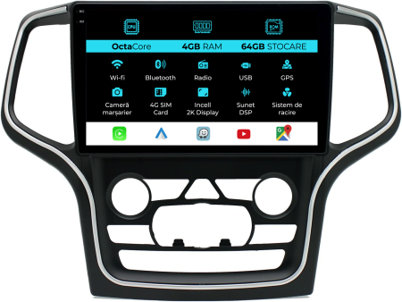 Grand Cherokee (2013-2020) - Navigatie Dedicata Jeep Grand Cherokee (2013-2020) , 2K, 4Gb Ram, 64Gb Stocare, Carplay