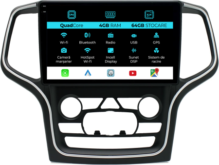 Grand Cherokee (2013-2020) - Navigatie Dedicata Jeep Grand Cherokee (2013-2020) ,QuadCore, 10Inch, 4Gb Ram, 64Gb Stocare, Carplay