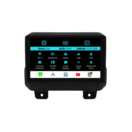 Wrangler (2018-2022) - Navigatie Dedicata Jeep Wrangler 4 (2018-2022), 9Inch, 8Gb Ram, 256Gb Stocare, Carplay