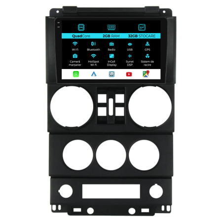 Wrangler Rubicon (2008-2010) - Navigatie Dedicata Jeep Wrangler Rubicon (2008-2010), 9Inch, 2Gb Ram, 32Gb Stocare, Carplay