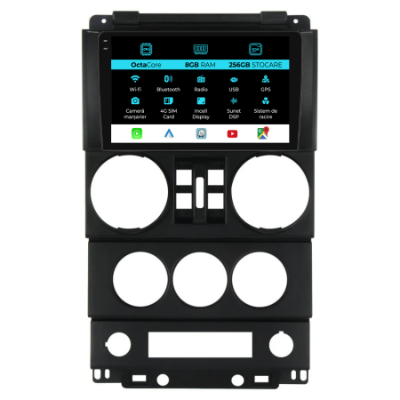 Wrangler Rubicon (2008-2010) - Navigatie Dedicata Jeep Wrangler Rubicon (2008-2010), 9Inch, 8Gb Ram, 256Gb Stocare, Carplay