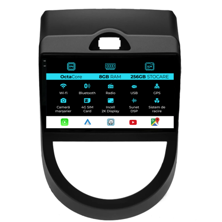 Soul (2009 - 2013) - Navigatie Dedicata Kia Soul (2009-2013), 2K, 8Gb Ram, 256Gb Stocare, Android Auto, Carplay