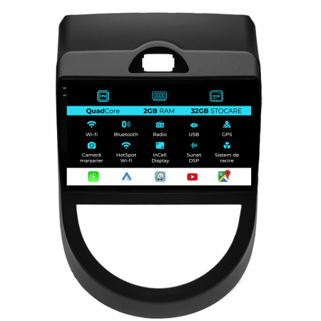 Soul (2009 - 2013) - Navigatie Dedicata Kia Soul (2009-2013), 9 Inch, 2Gb Ram, 32Gb Stocare, Android Auto, Carplay