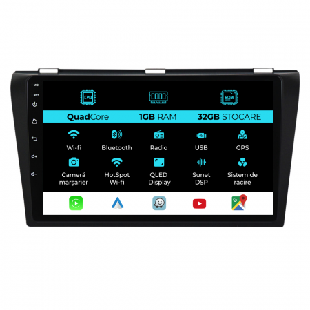 3 (2004 - 2009) - Navigatie Dedicata Mazda 3 (2003-2009) , 9Inch, 1Gb Ram, 32Gb Stocare, Carplay