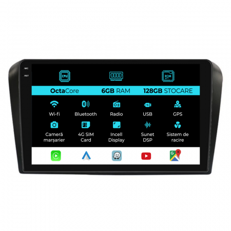 3 (2004 - 2009) - Navigatie Dedicata Mazda 3 (2003-2009), 9Inch, 6Gb Ram, 128Gb Stocare, Carplay