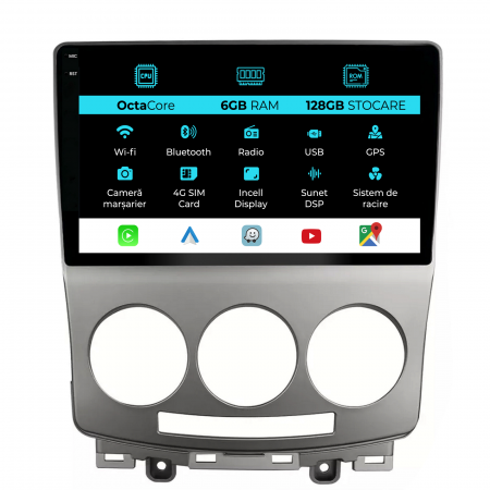 5 (2005 - 2010) - Navigatie Dedicata Mazda 5 (2005-2010), 9Inch, 6Gb Ram, 128Gb Stocare, Carplay
