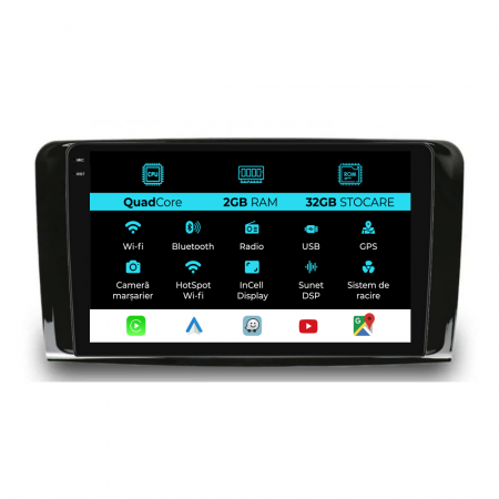 ML W164 (2005 - 2011) - Navigatie Dedicata Mercedes Benz ML W164 | GL X164 (2005 - 2012), 9Inch, 2Gb Ram, 32Gb Stocare, Carplay