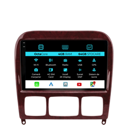 S-Class W220 (1998 - 2005) - Navigatie Dedicata Mercedes S-Class W220 (1998-2005), 2K, 4Gb Ram, 64Gb Stocare, Carplay