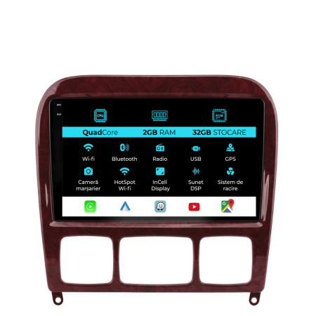 S-Class W220 (1998 - 2005) - Navigatie Dedicata Mercedes S-Class W220 (1998-2005), 9Inch, 2Gb Ram, 32Gb Stocare, Carplay