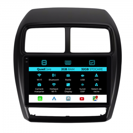 ASX (2010 - 2019) - Navigatie Dedicata Mitsubishi ASX (2016 - 2019), 9Inch, 2Gb Ram, 32Gb Stocare, Carplay