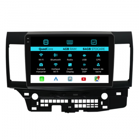 Lancer (2007 - 2013) - Navigatie Dedicata Mitsubishi Lancer (2007-2013),QuadCore, 9Inch, 4Gb Ram, 64Gb Stocare, Carplay