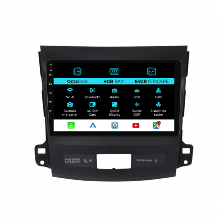 Outlander (2005 - 2011) - Navigatie Dedicata Mitsubishi Outlander (2005-2011), 9Inch, 4Gb Ram, 64Gb Stocare, Carplay