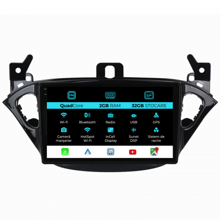 Corsa E (2014 - 2019) - Navigatie Dedicata Opel Corsa E/Adam (2012-2019), 9Inch, 2Gb Ram, 32Gb Stocare, Carplay