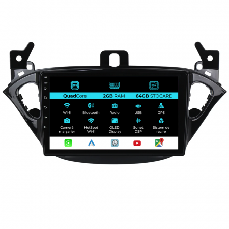 Corsa E (2014 - 2019) - Navigatie Dedicata Opel Corsa E/Adam (2012 - 2019), 9Inch, 2Gb Ram, 64Gb Stocare, Carplay