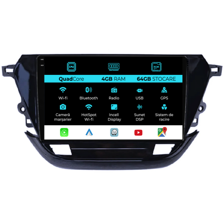 Corsa F (2019-2023) - Navigatie Dedicata Opel Corsa F (2019-2023),QuadCore, 9Inch, 4Gb Ram, 64Gb Stocare, Carplay