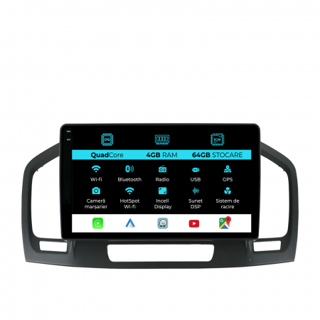 Insignia (2008 - 2013) - Navigatie Dedicata Opel Insignia (2008-2013),QuadCore, 9 Inch, 4Gb Ram, 64Gb stocare, Carplay