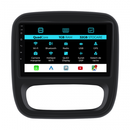 Talento (2015 - 2023) - Navigatie Dedicata Opel Vivaro/Renault Trafic/Fiat Talento (2014 - 2018), 9 Inch, 1Gb Ram, 32Gb stocare, Carplay
