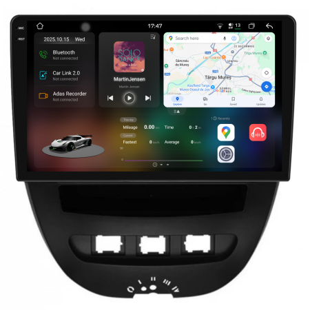 Navigatii Dedicate - Navigatie Dedicata Peugeot 107 (2005 - 2015), 2K, 12Gb Ram, 256Gb Stocare, Android Auto, Carplay