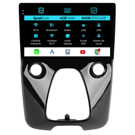 Navigatii Dedicate - Navigatie Dedicata Citroen C1 (2014 - 2022), QuadCore, 9 Inch, 4Gb Ram, 64Gb Stocare, Android Auto, Carplay