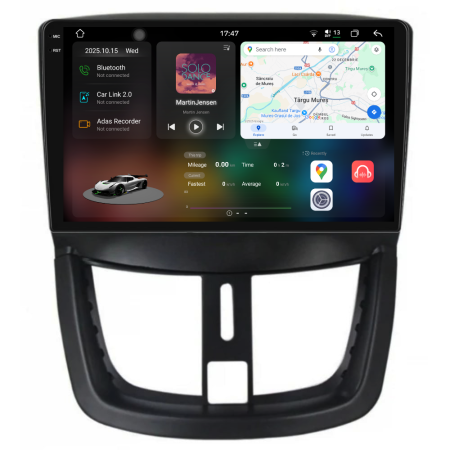 207 (2006 - 2015) - Navigatie Dedicata Peugeot 207 (2006-2015), 2K, 12Gb Ram, 256Gb Stocare, Carplay