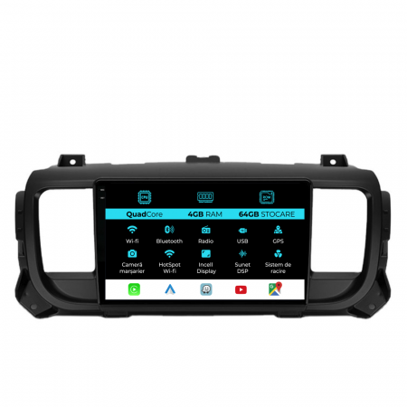 Jumpy 3 (2016 - 2021) - Navigatie Dedicata Peugeot Expert / Citroen Jumpy 3 (2016-2021),QuadCore, 9Inch, 4Gb Ram, 64Gb Stocare, Carplay