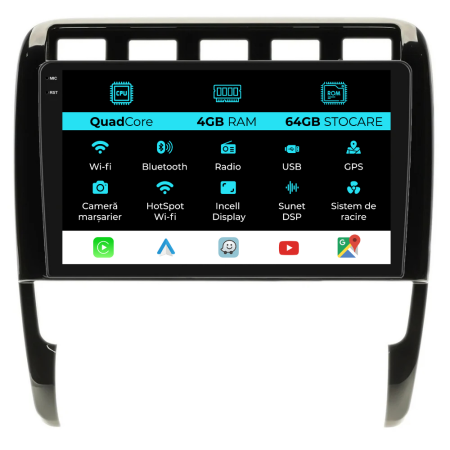 Porsche - Navigatie Dedicata Porsche Cayenne (2002-2010),QuadCore, 9Inch, 4Gb Ram, 64Gb Stocare, Carplay