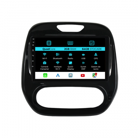 Captur (2013 - 2017) - Navigatie Dedicata Renault Captur (2013-2020), 9Inch, 2Gb Ram, 64Gb Stocare, Carplay