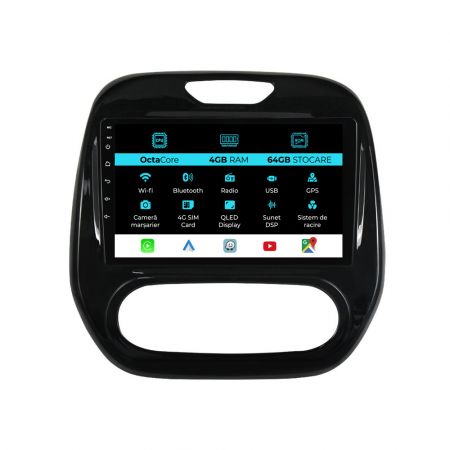 Captur (2013 - 2017) - Navigatie Dedicata Renault Captur (2013-2020), 9Inch, 4Gb Ram, 64Gb Stocare, CarPlay