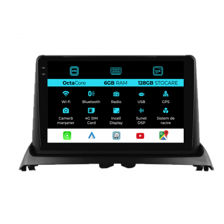 Clio 2 (1998-2012) - Navigatie Dedicata Renault Clio 2 (1998-2012), 9Inch, 6Gb Ram, 128Gb Stocare, Carplay