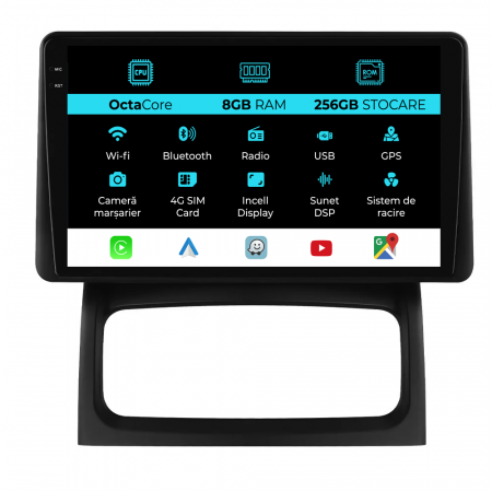 Clio 2 (1998-2012) - Navigatie Dedicata Renault Clio 2 (1998-2012), 9Inch, 8Gb Ram, 256Gb Stocare, Carplay