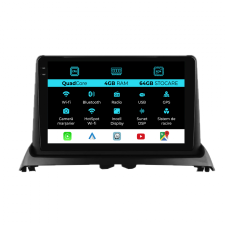 Clio 2 (1998-2012) - Navigatie Dedicata Renault Clio 2 (1998-2012),QuadCore, 9Inch, 4Gb Ram, 64Gb Stocare, Carplay