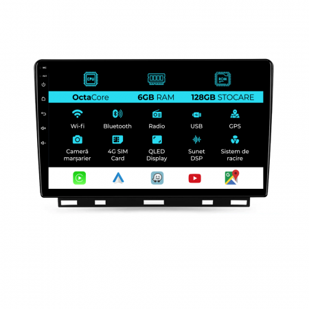 Clio 5 (2019 - 2025) - Navigatie Dedicata Renault Clio 5 (2019 - 2024), 9Inch, 6Gb Ram, 128Gb Stocare, Carplay