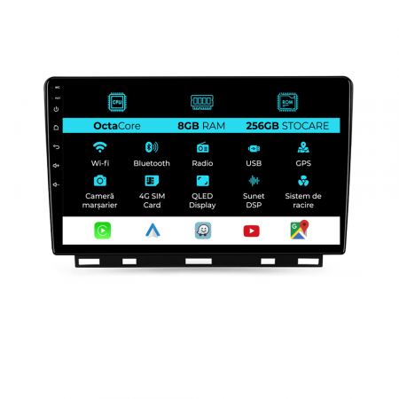 Clio 5 (2019 - 2025) - Navigatie Dedicata Renault Clio 5 (2019 - 2024), 9Inch, 8Gb Ram, 256Gb Stocare, Carplay