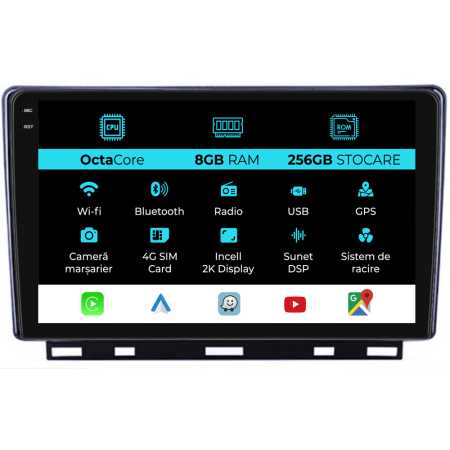 Clio 5 (2019 - 2025) - Navigatie Dedicata Renault Clio 5 (2019-2024), 2K, 8Gb Ram, 256Gb Stocare, Carplay